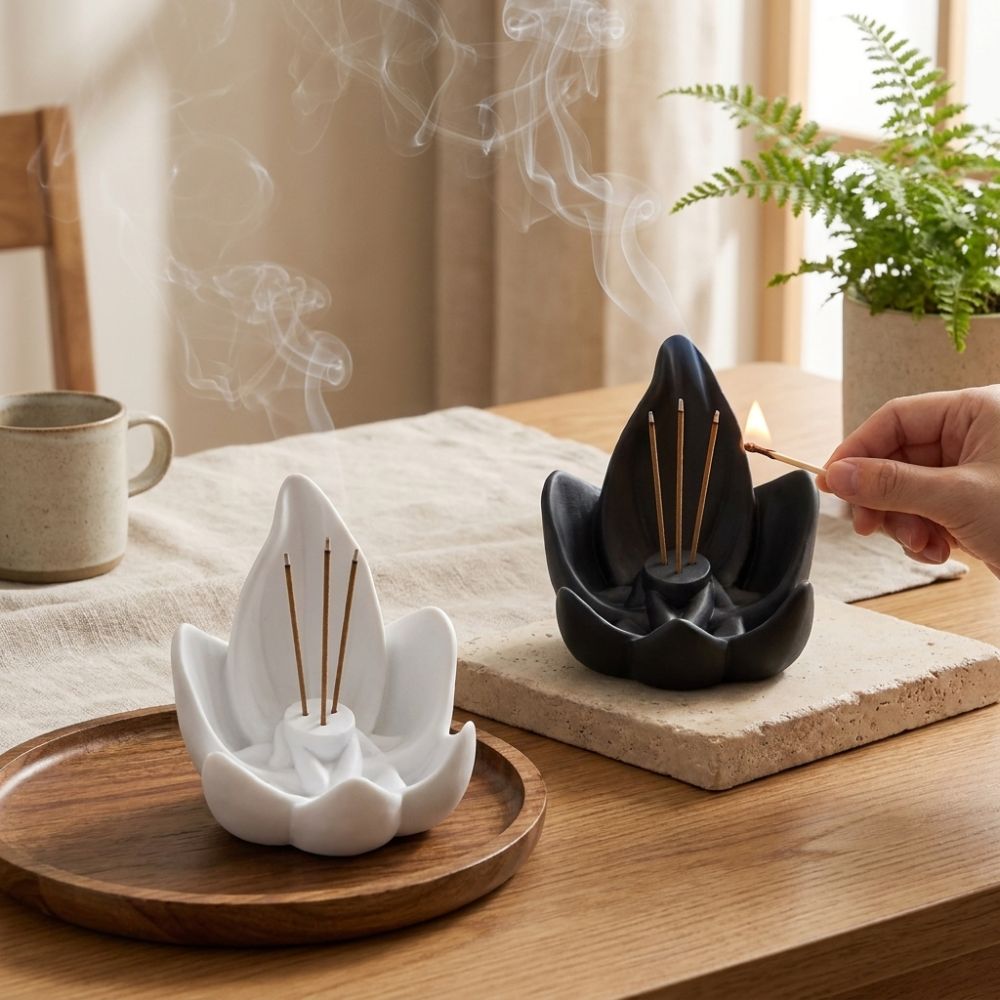 Incense Cone Holder - Zen Chinese Style Lotus Incense Burner